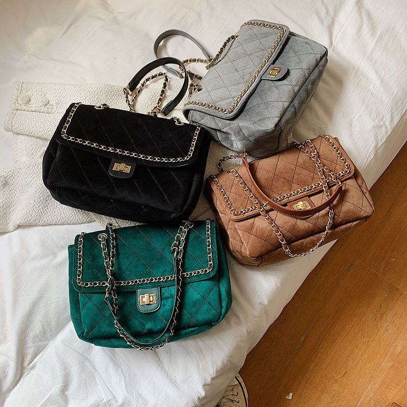 Polenta Naisten Tikattu Nahkainen Crossbody Käsilaukku - Vihreä