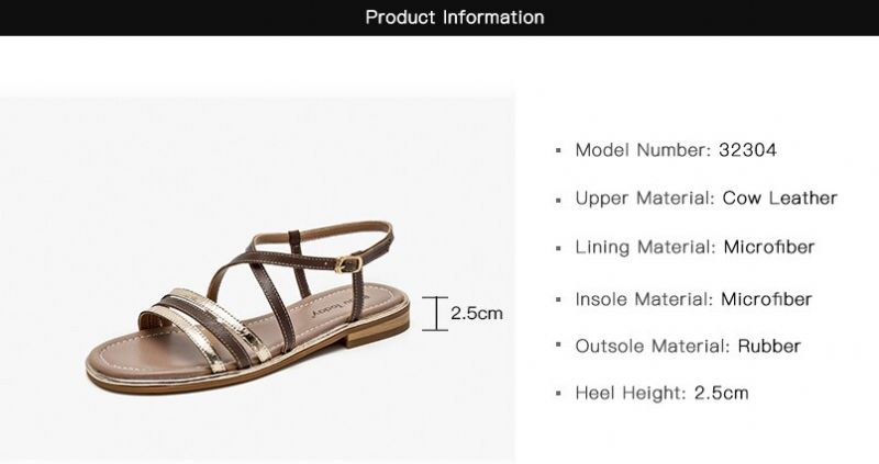 Polonia Naisten Nahkaiset Gladiator Flat Sandaalit - Kahvi