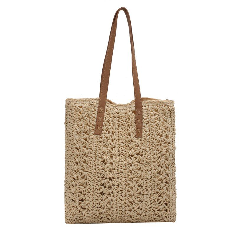 Porte Naisten Olkikudottu Olkalaukku - Beige