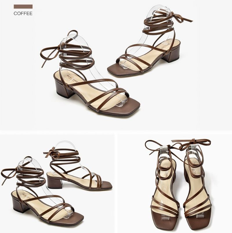 Reina Naisten Vintage-nahkasandaalit - Kahvi