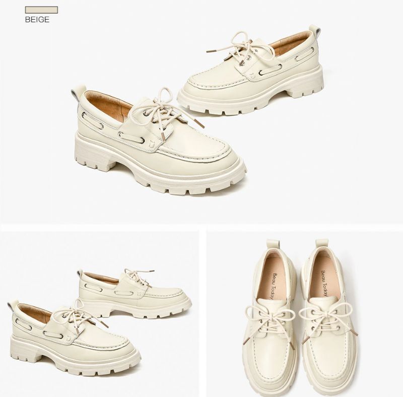 Ricci Naisten Nahkaiset Alustakengät - Beige