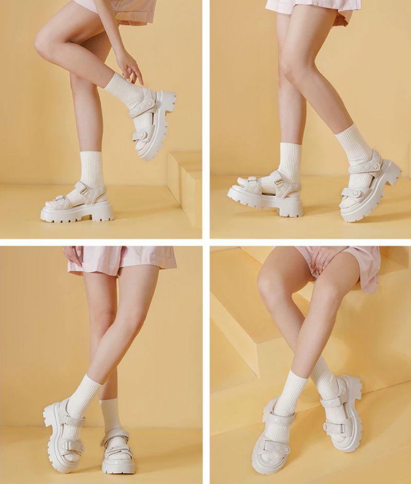 Rina Naisten Nahkasandaalit - Beige