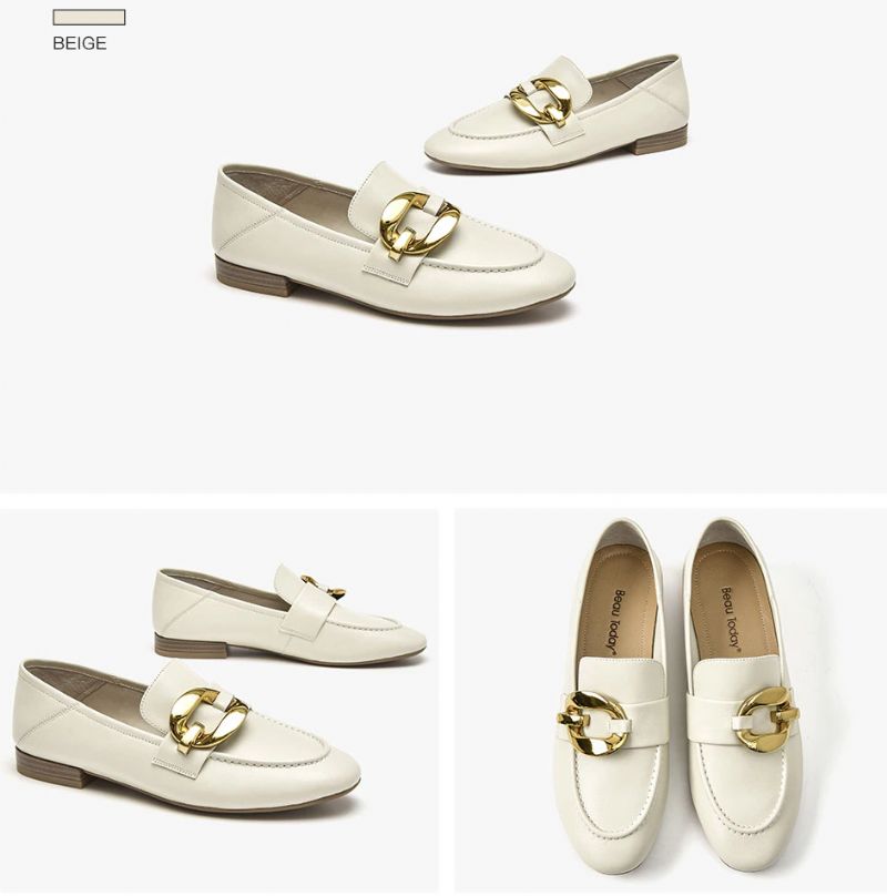 Rinaldi Naisten Litteät Nahkaiset Loafer-kengät - Beige