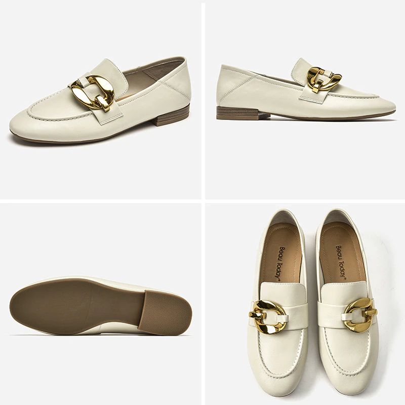 Rinaldi Naisten Litteät Nahkaiset Loafer-kengät - Beige