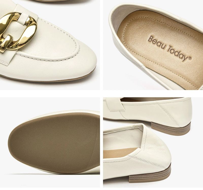 Rinaldi Naisten Litteät Nahkaiset Loafer-kengät - Beige