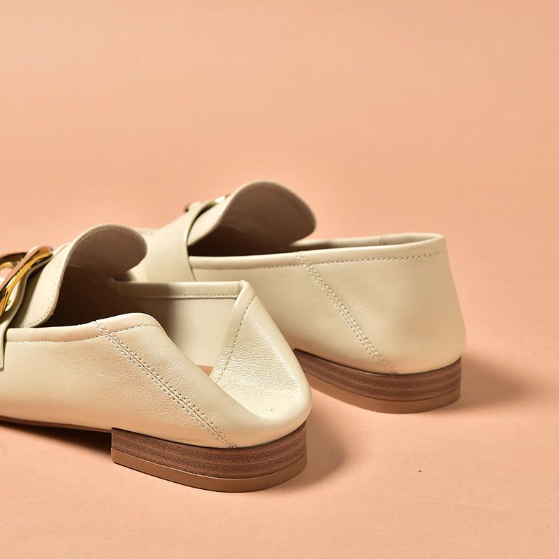 Rinaldi Naisten Litteät Nahkaiset Loafer-kengät - Beige