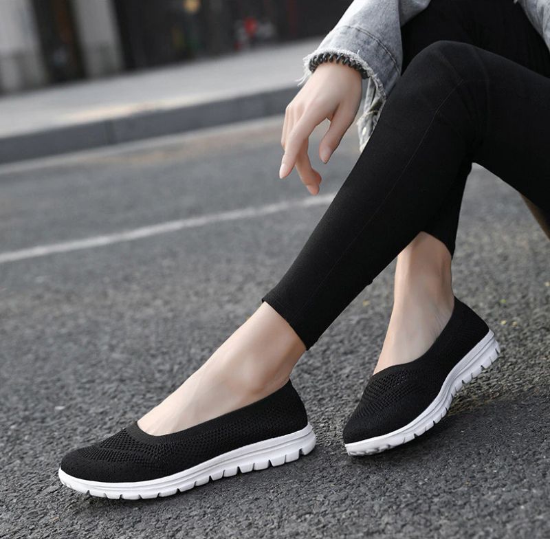 Roberta Naisten Muoti Hengittävä Mesh Loafers Mustat Kengät - Musta