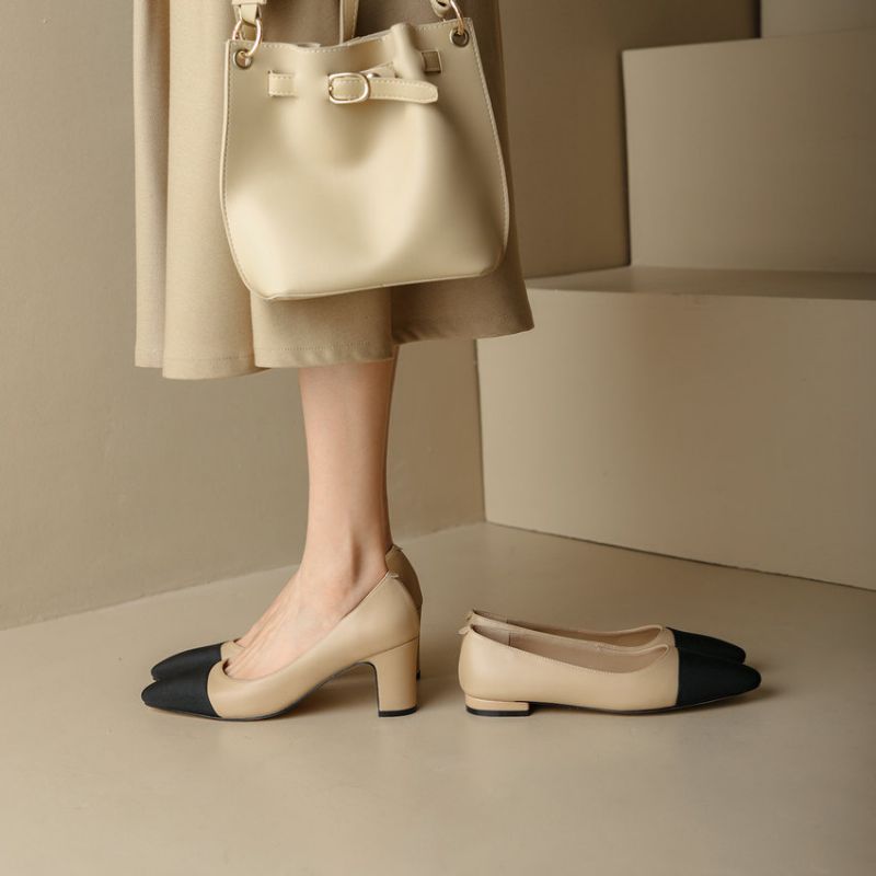 Rony Naisten Nahkaiset Liukupumput - Apricot Heel 2.5