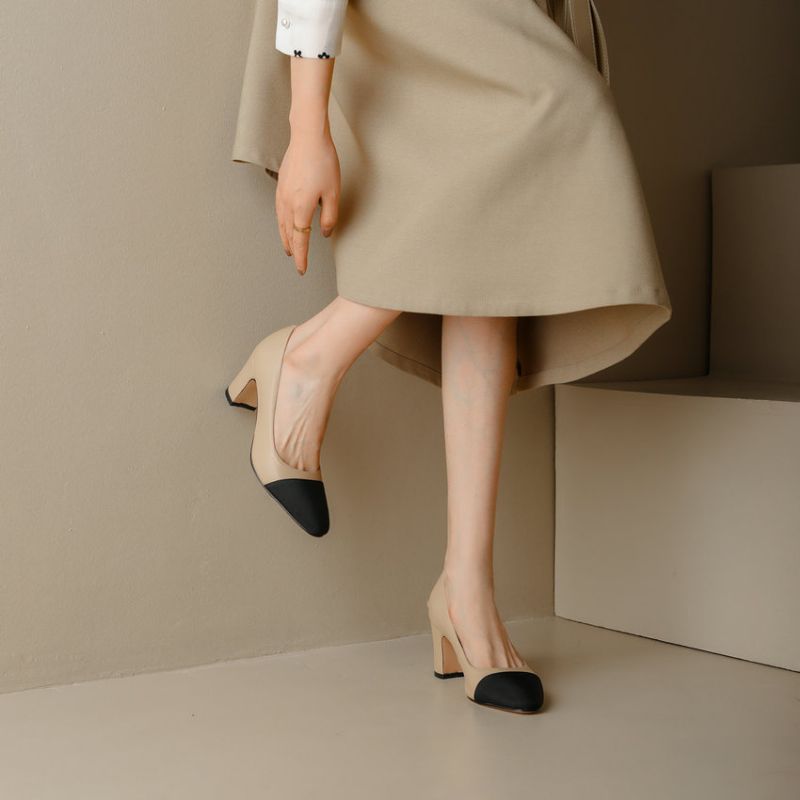 Rony Naisten Nahkaiset Liukupumput - Apricot Heel 2.5