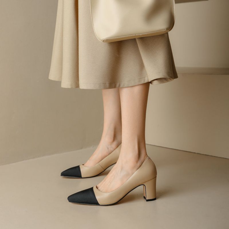 Rony Naisten Nahkaiset Liukupumput - Apricot Heel 2.5