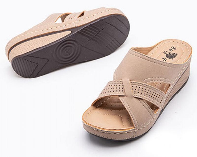 Rosario Naisten Mukavat Liukumattomat Sandaalit - Beige