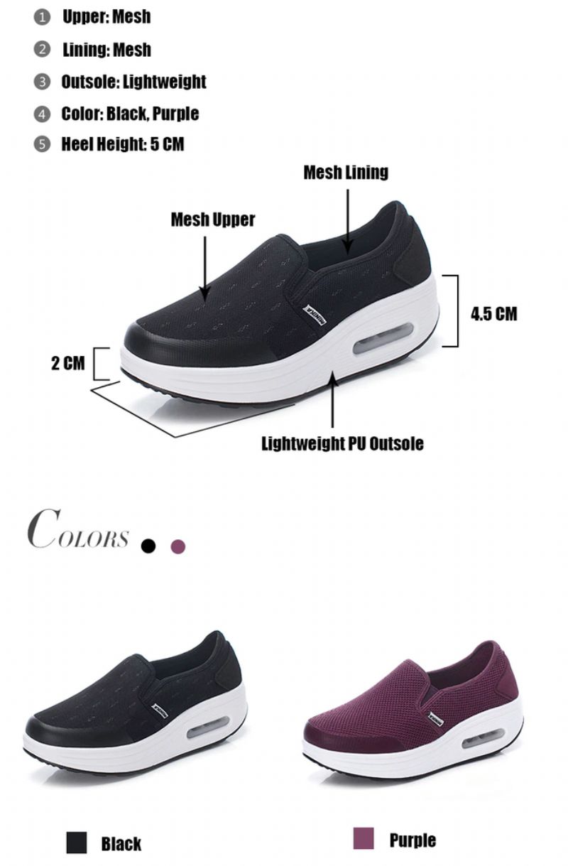 Rosaura Naisten Platform Slip-on Kävelykengät - Musta