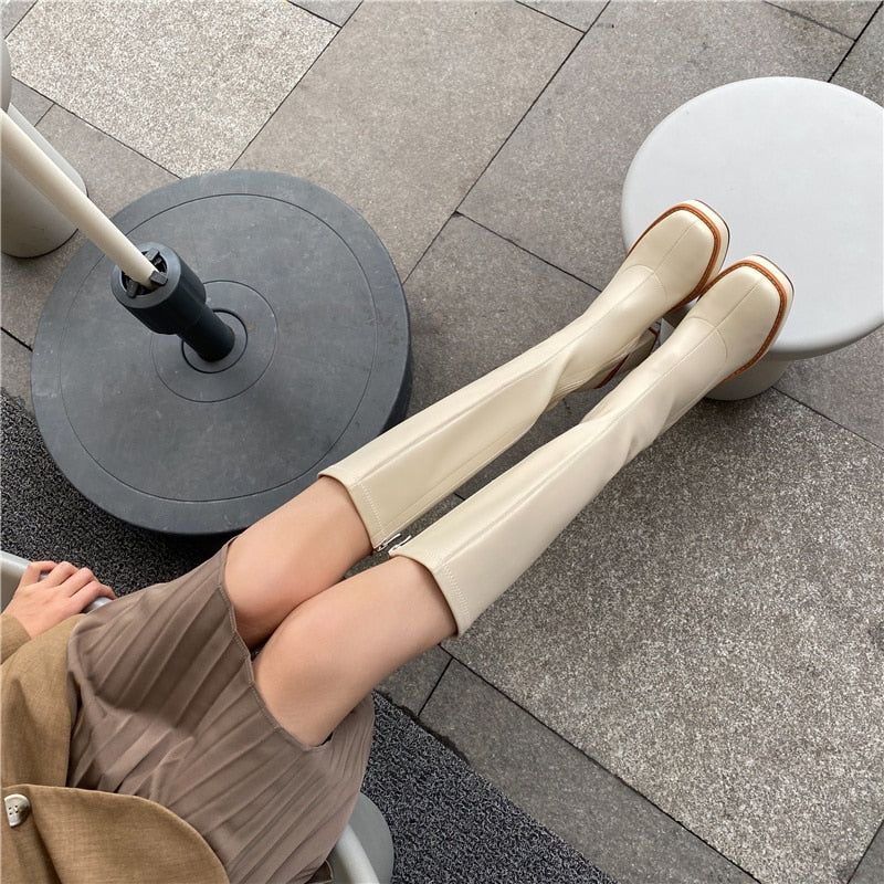Sally Naisten Saappaat - Beige Kangas