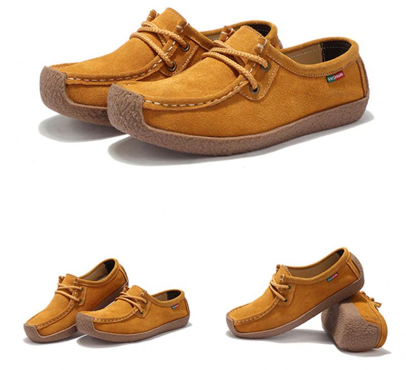 Salvador Naisten Nauhalliset Nahkaiset Loafer-kengät - Oranssi