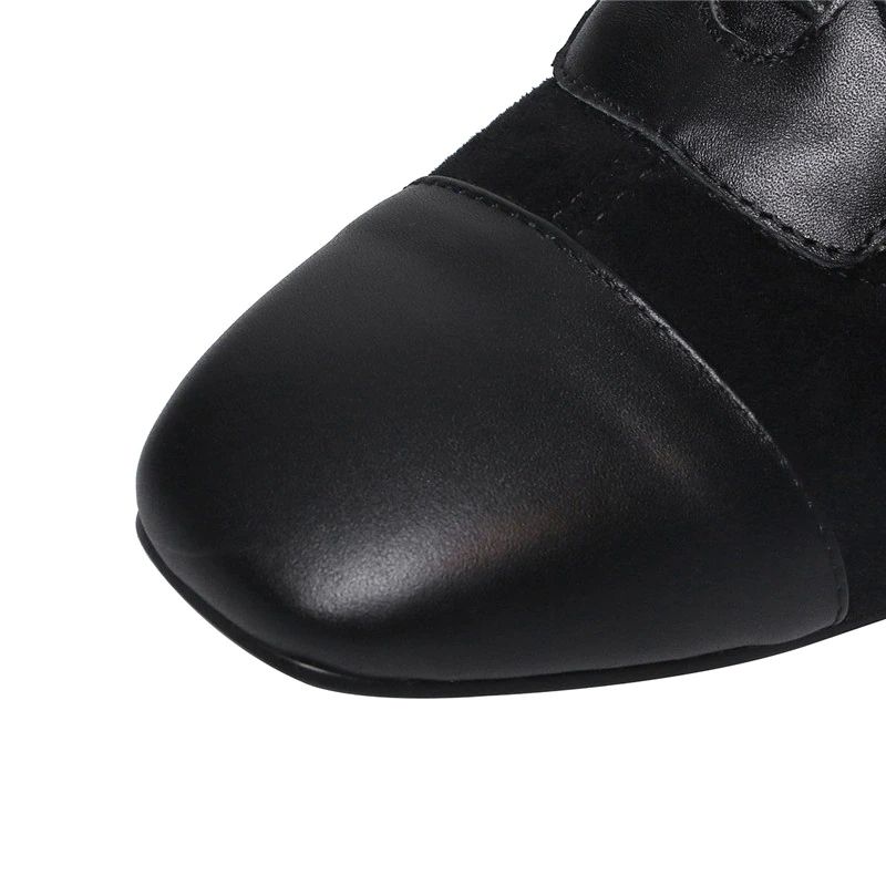 Santy Naisten Nahkaiset Polvisaappaat - Black Velvet