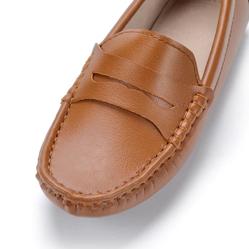 Sika Naisten Litteät Nahkaiset Loafer-kengät - Ruskea