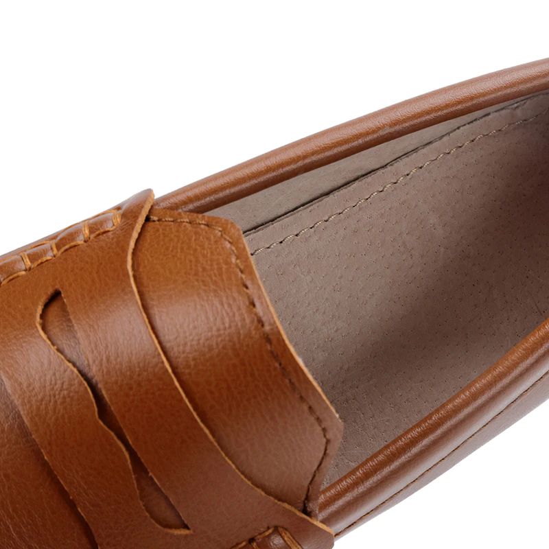 Sika Naisten Litteät Nahkaiset Loafer-kengät - Ruskea