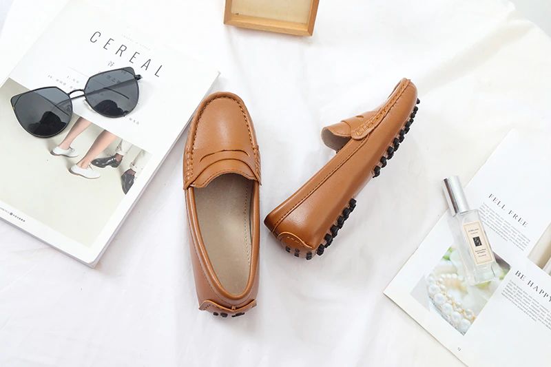 Sika Naisten Litteät Nahkaiset Loafer-kengät - Ruskea