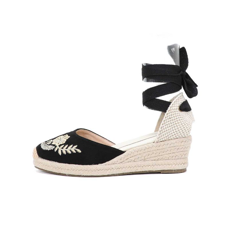 Silvana Naisten Kesäiset Wedge Heel Strap -sandaalit - Musta