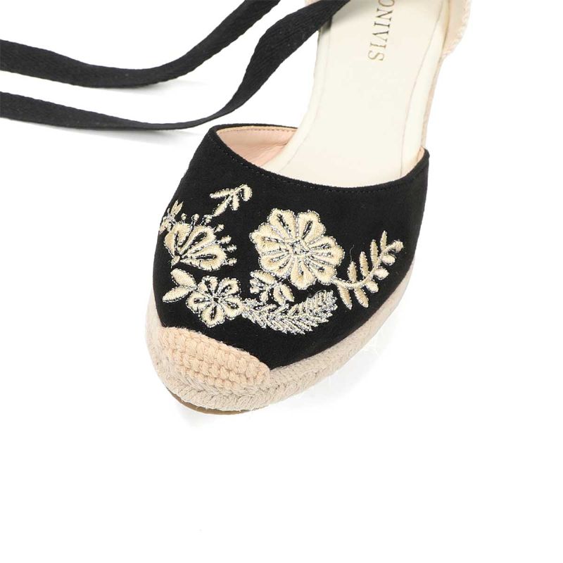 Silvana Naisten Kesäiset Wedge Heel Strap -sandaalit - Musta