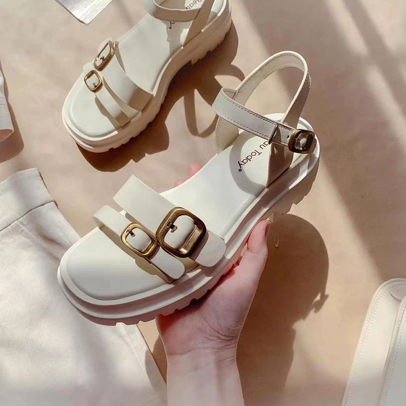 Suri Naisten Nahkainen Sandaali - Beige