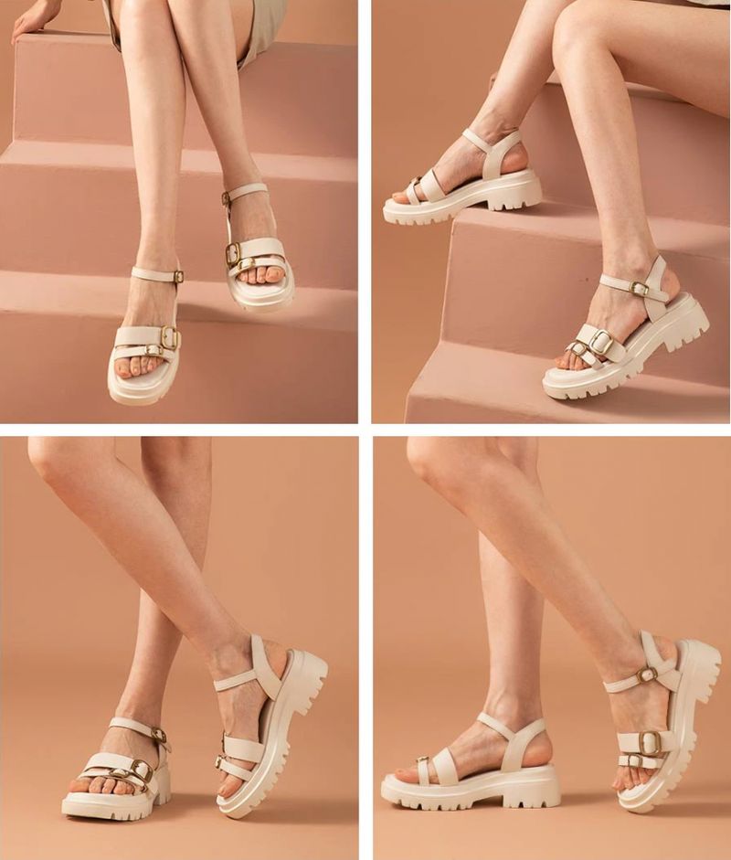 Suri Naisten Nahkainen Sandaali - Beige