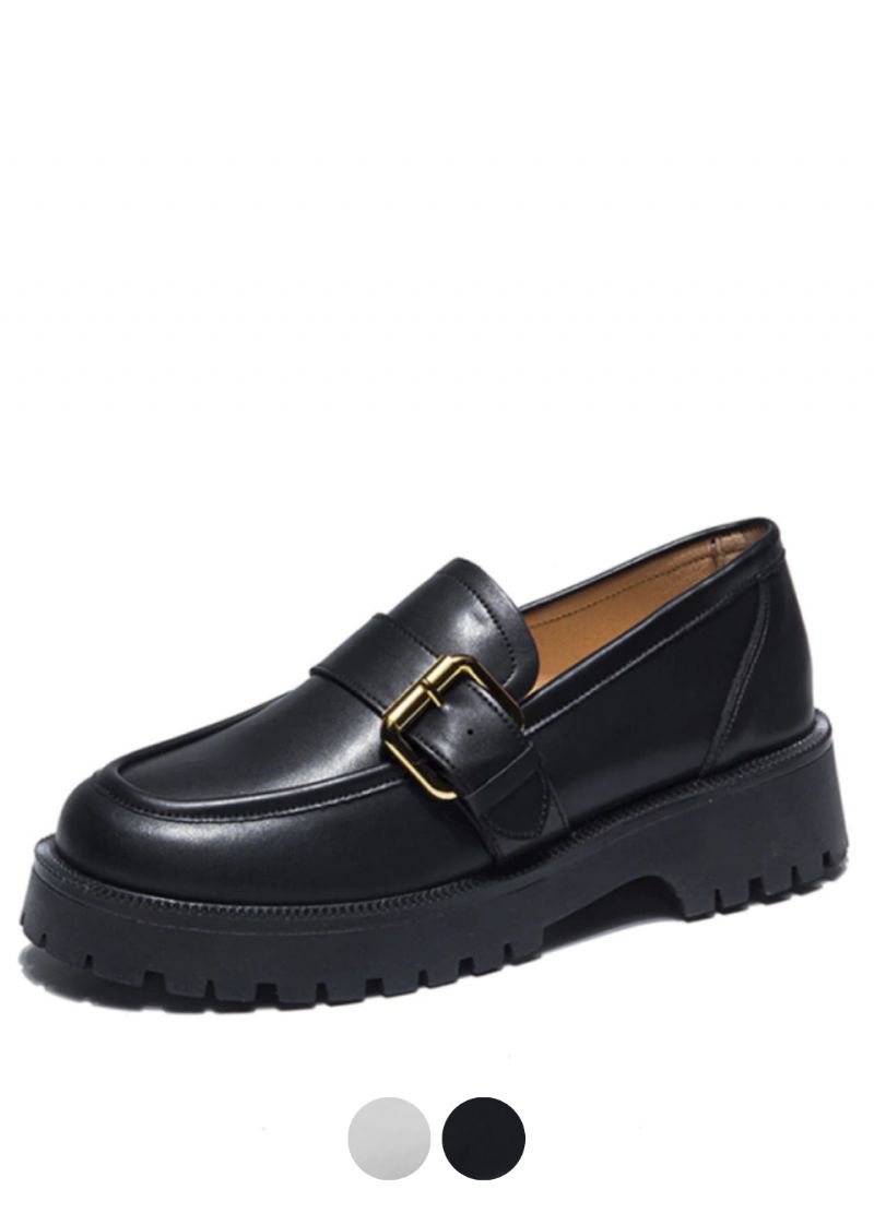 Tula Naisten Platform Slip-on Loafer Mustat Kengät