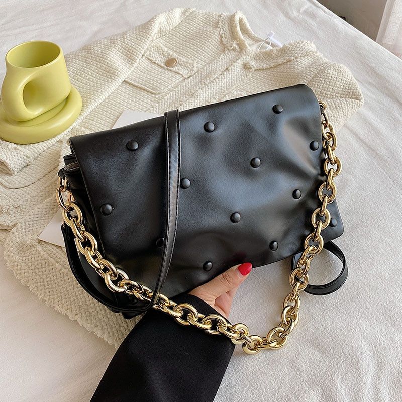 Tulia Naisten Ketjunahkainen Ylellinen Designer Crossbody Käsilaukku - Musta