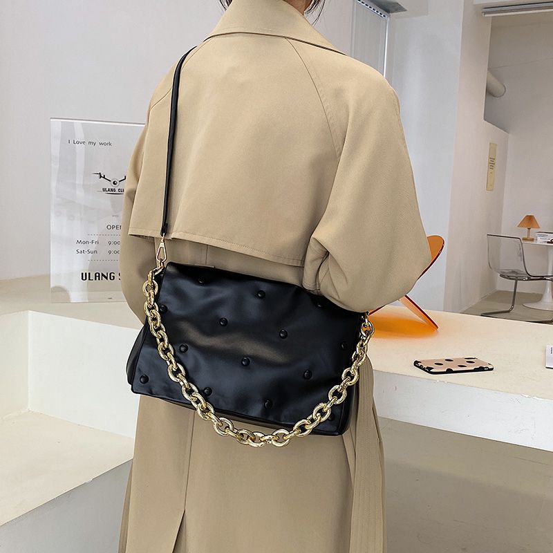 Tulia Naisten Ketjunahkainen Ylellinen Designer Crossbody Käsilaukku - Musta