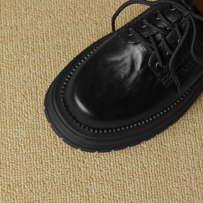 Virginia Naisten Nauhallinen Nahkainen Loafer - Musta