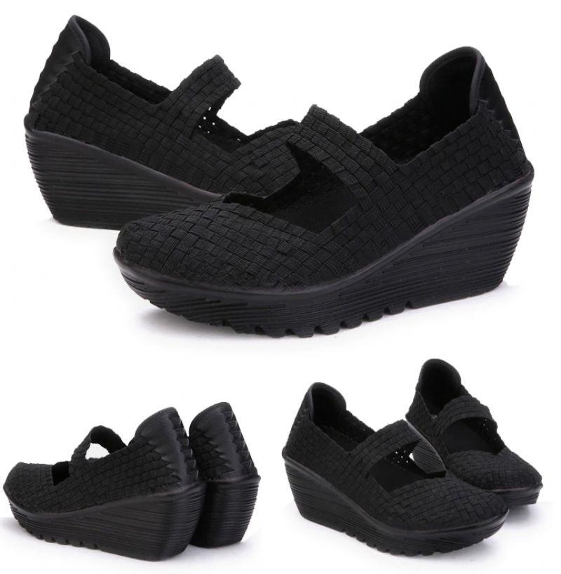 Yuli Naisten Wedges -kengät - Musta Hopea